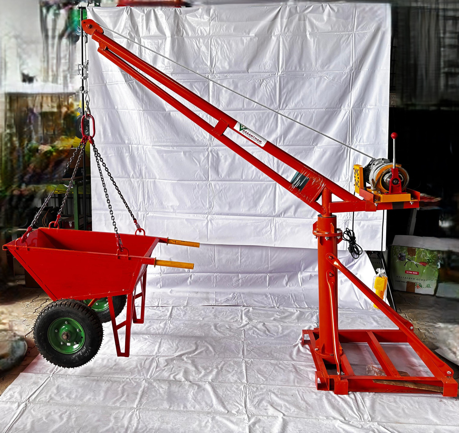 NON-Adjustable Mini Crane 1000 KG with Hand Clutch Electric Hoist